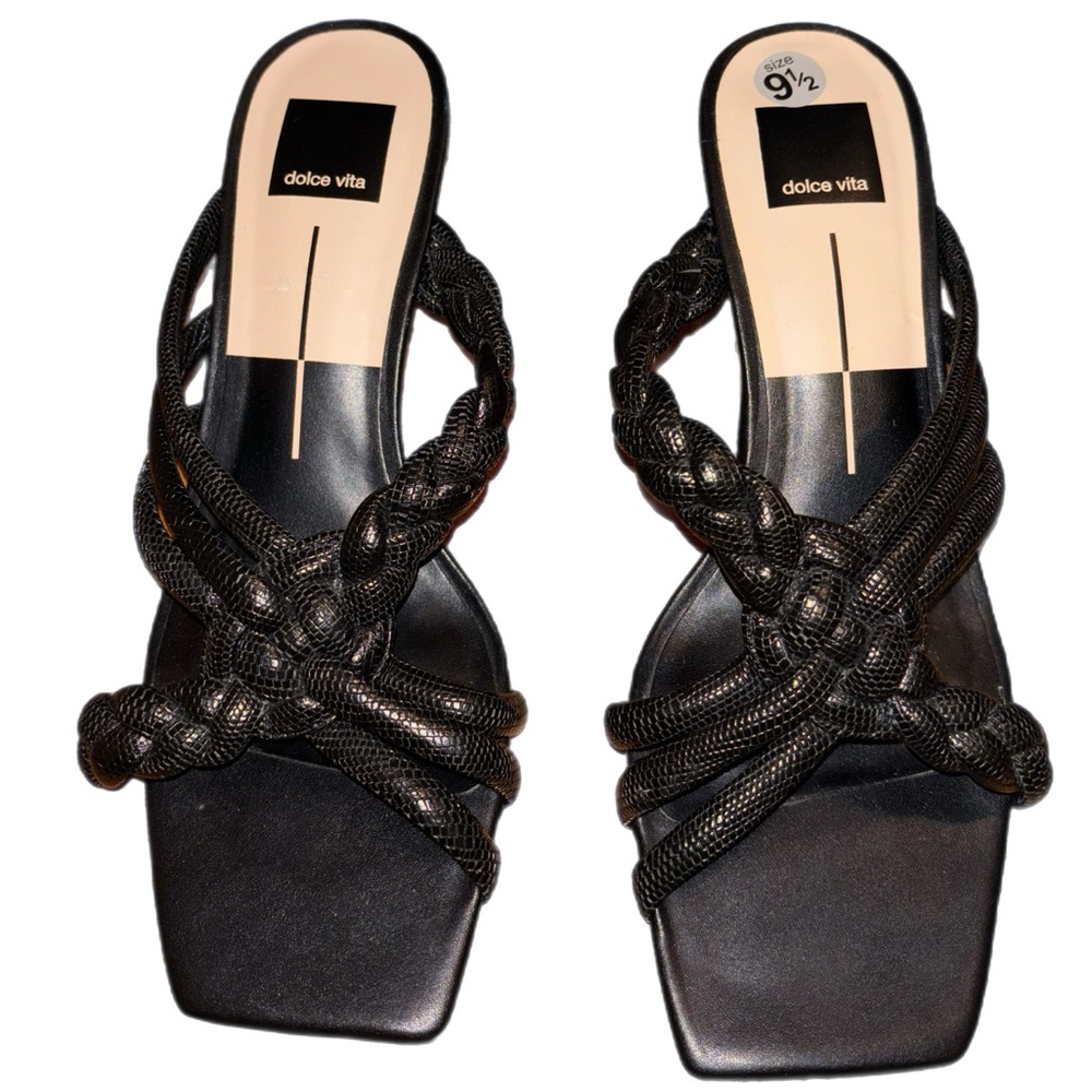 Dolce Vita Black Braided Slide Sandals